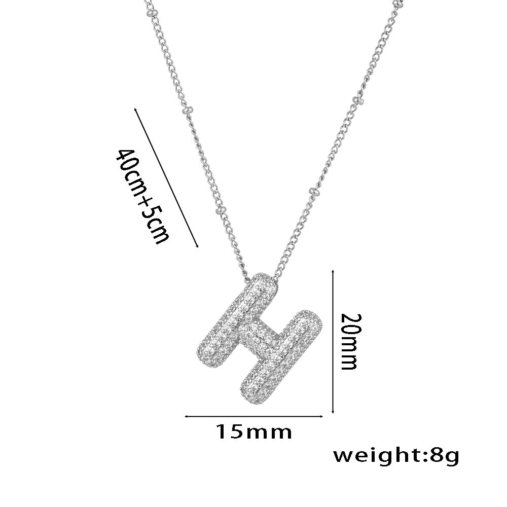 New European and American Micro-inlaid Zircon 26-letter Pendant Necklace Copper-plated 18K Gold Fashion Versatile Classic Jewelry