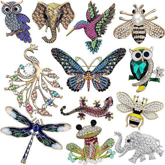Frog Brooch New Owl Brooch Dragonfly Butterfly Enamel Brooch Peacock Animal Pin, Apparel Accessories