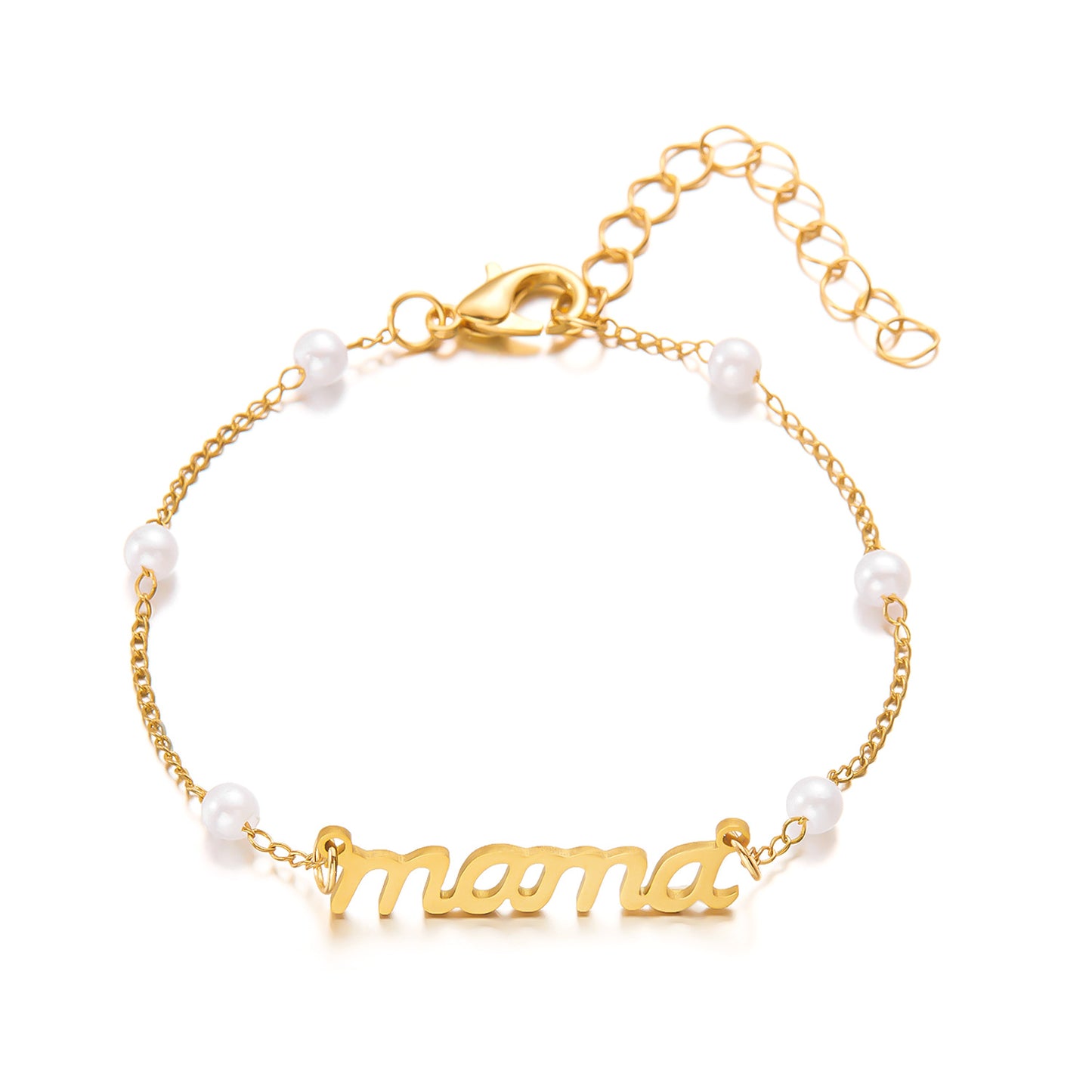 Japan and Korea Fashion Mother's Day Gift Letter Mama Pearl Necklace Versatile Mom Set