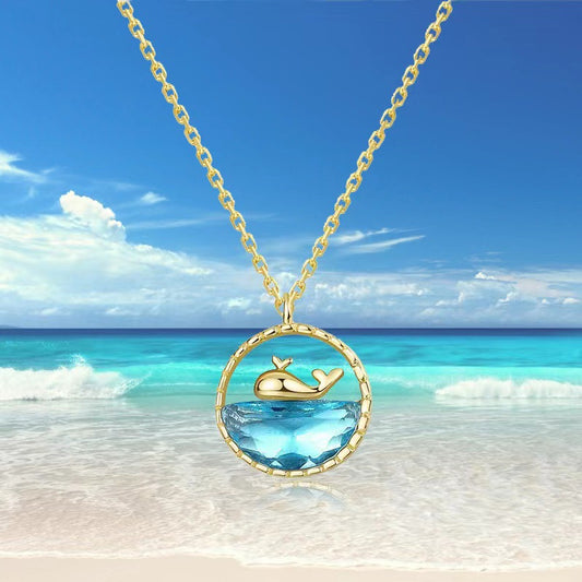 [Whale Born with You] Whale Sterling Silver Necklace, Women's Light Luxury Niche High-end Fish Tail Collarbone Chain, Gift for Girlfriends