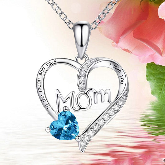 Cross-border New Mom Heart Lettering Diamond Necklace, Mother's Day Gift Necklace