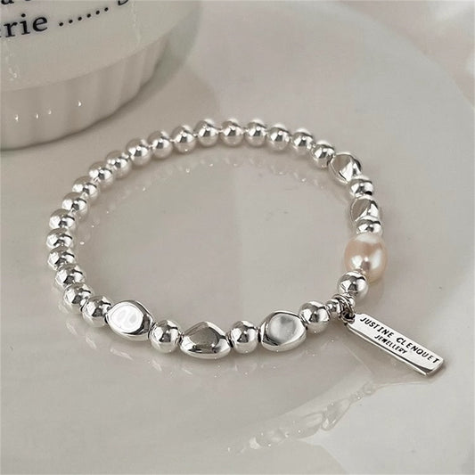 Pearl Bracelet Women's 925 Sterling Silver Light Luxury Niche High-end Ins Wind Beaded Bracelet Exquisite Versatile Bracelet Bracelet Jewelry