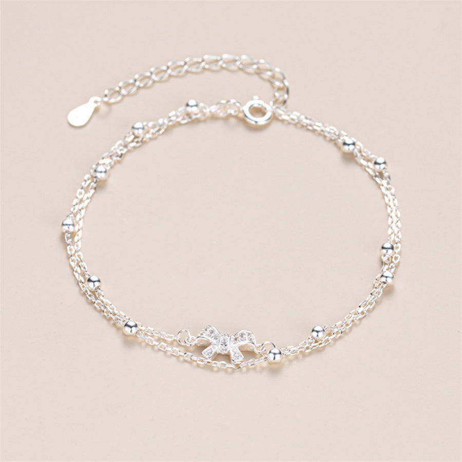 925 Sterling Silver Double-layer Bow Bracelet Women's Light Luxury Niche High-end Sense Exquisite Versatile Stacked Wearing Jewelry New Trend