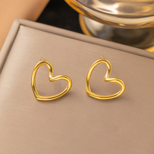 Simple 18k Gold-plated Stainless Steel Circle Earrings Simple Gold-plated Men's and Women's Models