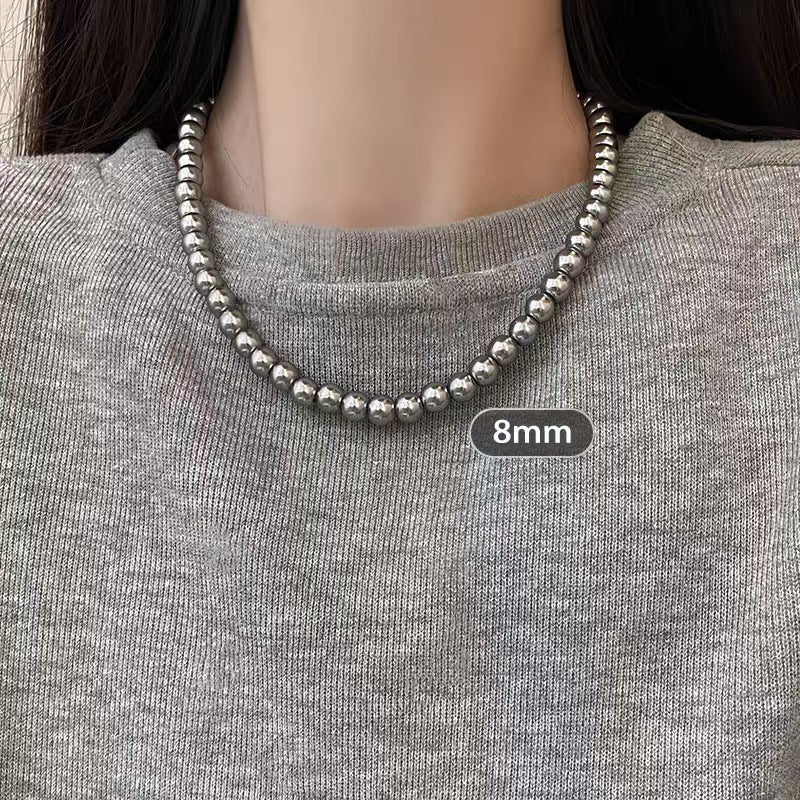 Aobai Magnetic Buckle Round Pearl Necklace Female Fashion Celebrity Neck Chain Temperament Design Advanced Sense Collarbone Chain