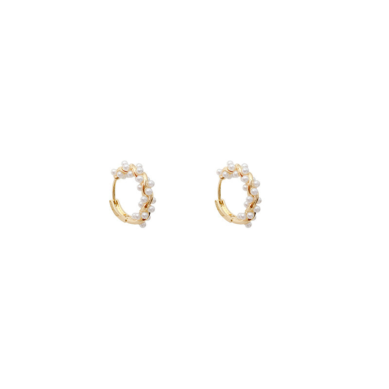 Geometric Trend Pearl Earrings Women's Personality Retro Niche Ear Buckles Cold Style Fashion Versatile Ear Jewelry