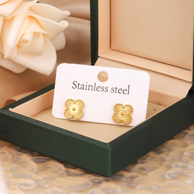 Fashion Titanium Steel Does Not Fade Short Ear Buckle Simple Geometric Rose Gold Earrings Stud Earrings