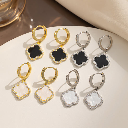 Four-leaf clover ear buckle new earrings temperament high-end source manufacturer four-leaf clover earrings