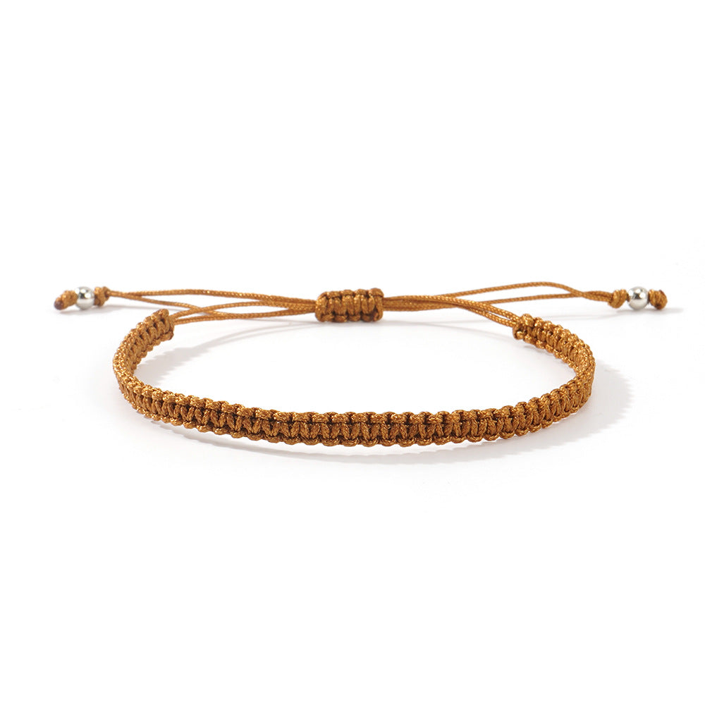 Hot-selling Solid Color Hand-woven Hand Rope Fashionable Versatile Men's and Women's Adjustable Bracelet Gift
