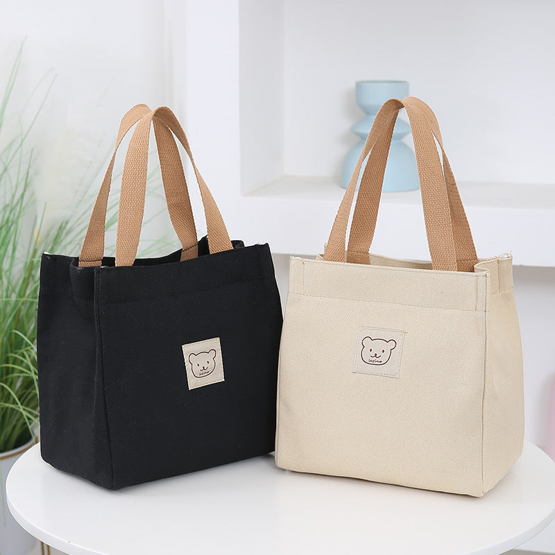 Japan and South Korea Thickened Oxford Canvas Bag Women's Handbag Bento Lunch Box Mom Shopping Small Cloth Bag Handbag