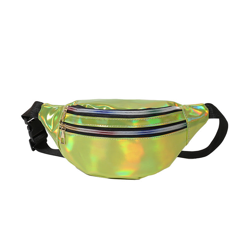 New Summer Men and Women Laser Fanny Pack Outdoor Glossy Sports Breast Bag Multi-functional Messenger Bag