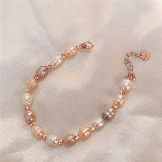 Baroque Natural Freshwater Pearl Bracelet Women, New Retro French Gentle Ins Style Niche Design Jewelry